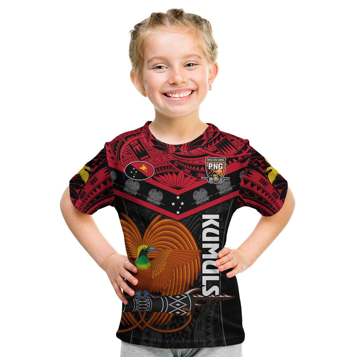(Custom Text and Number) Papua New Guinea Rugby T Shirt PNG Kumuls Bird of Paradise Black LT14 - Polynesian Pride