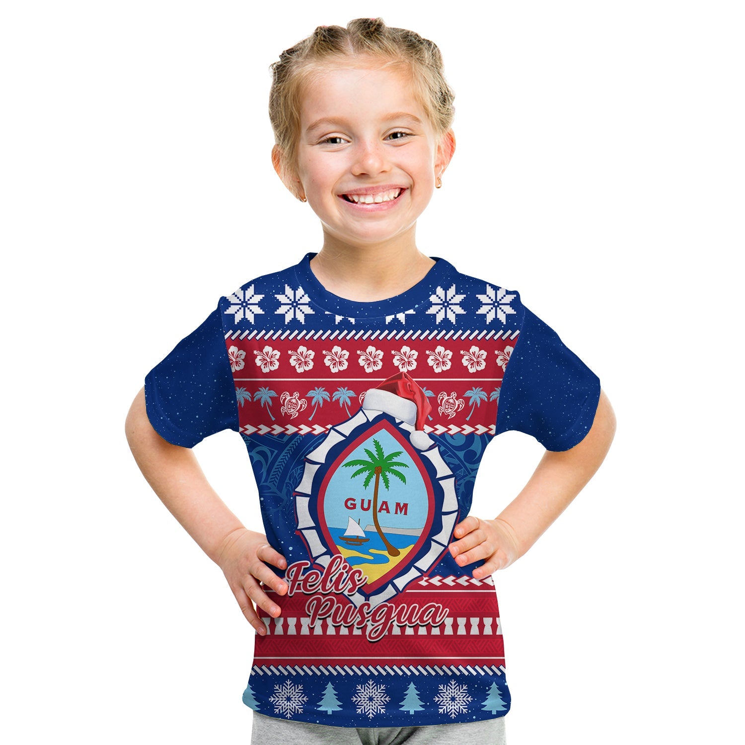 (Custom Personalised) Guam Christmas T Shirt KID Guaman Seal Polynesian Felis Pusgua LT14 - Polynesian Pride