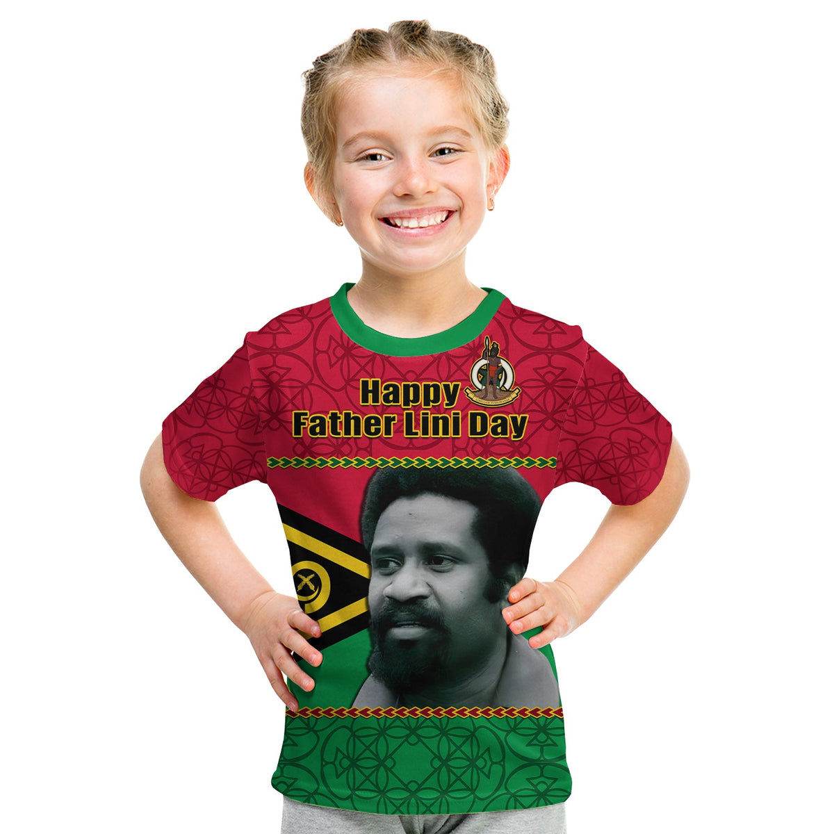 (Custom Personalised) Vanuatu T Shirt KID Vanuatuan Flag Sand Drawing Happy Father Lini Day LT14 - Polynesian Pride
