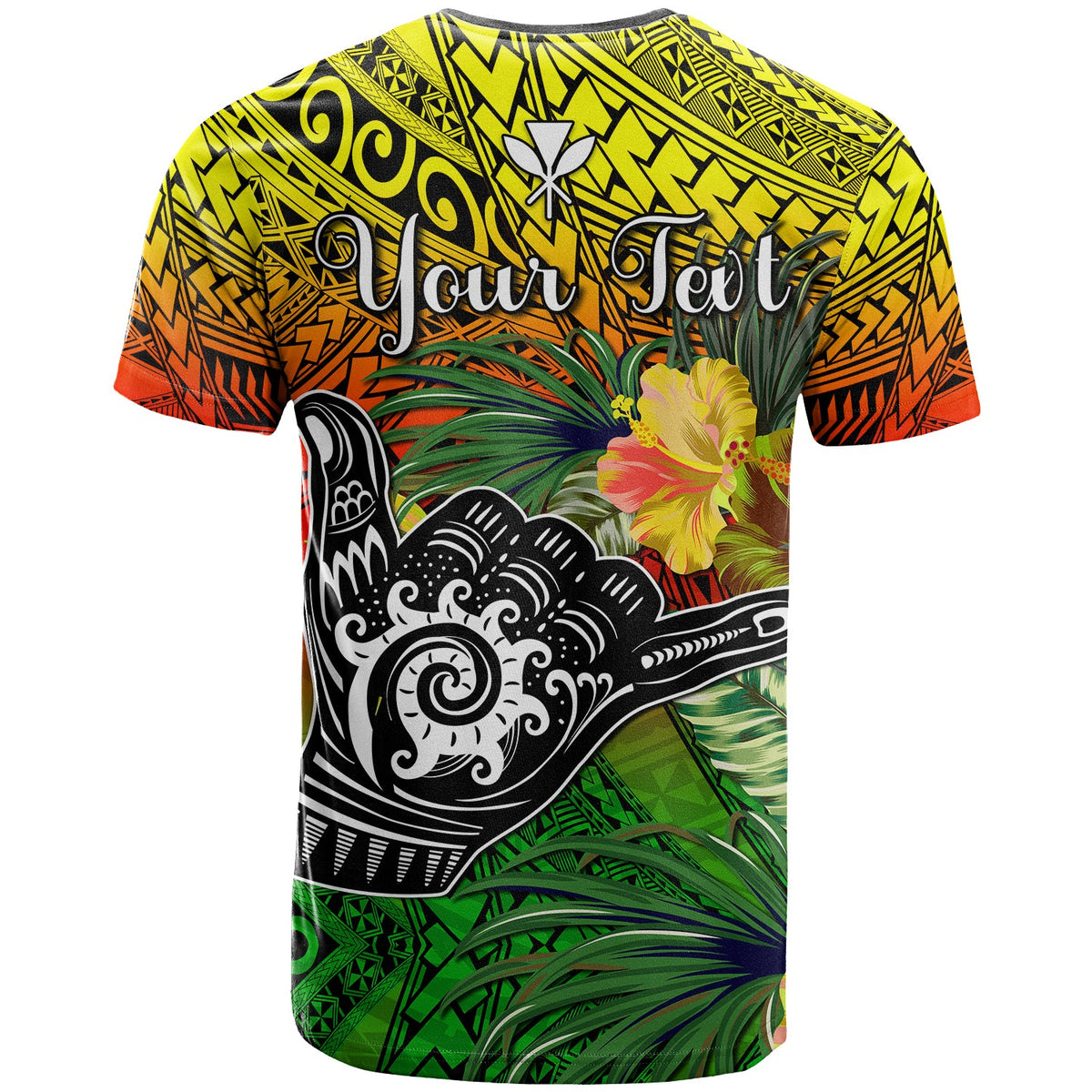 Custom The Shaka Hawaii T Shirt Tropical Flowers Reggae Version LT13 - Polynesian Pride