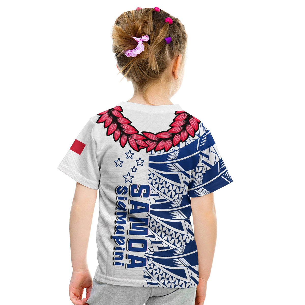 Toa Samoa Rugby T Shirt KID Siamupini Ula Fala White LT13 - Polynesian Pride