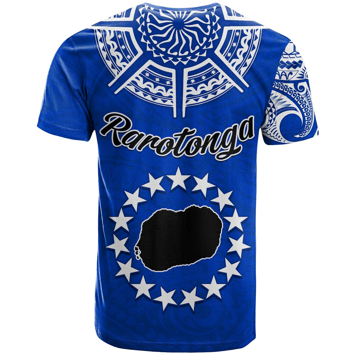 Rarotonga Cook Islands T Shirt Turtle and Map Style Blue LT13 - Polynesian Pride
