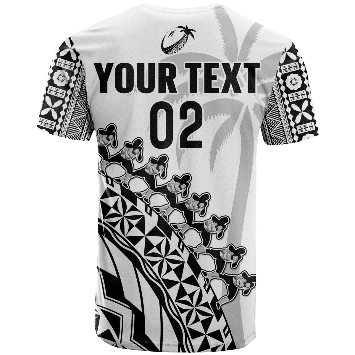 (Custom Text and Number) Fiji Rugby T Shirt Fijian Cibi Dance Tapa Pattern White LT14 - Polynesian Pride