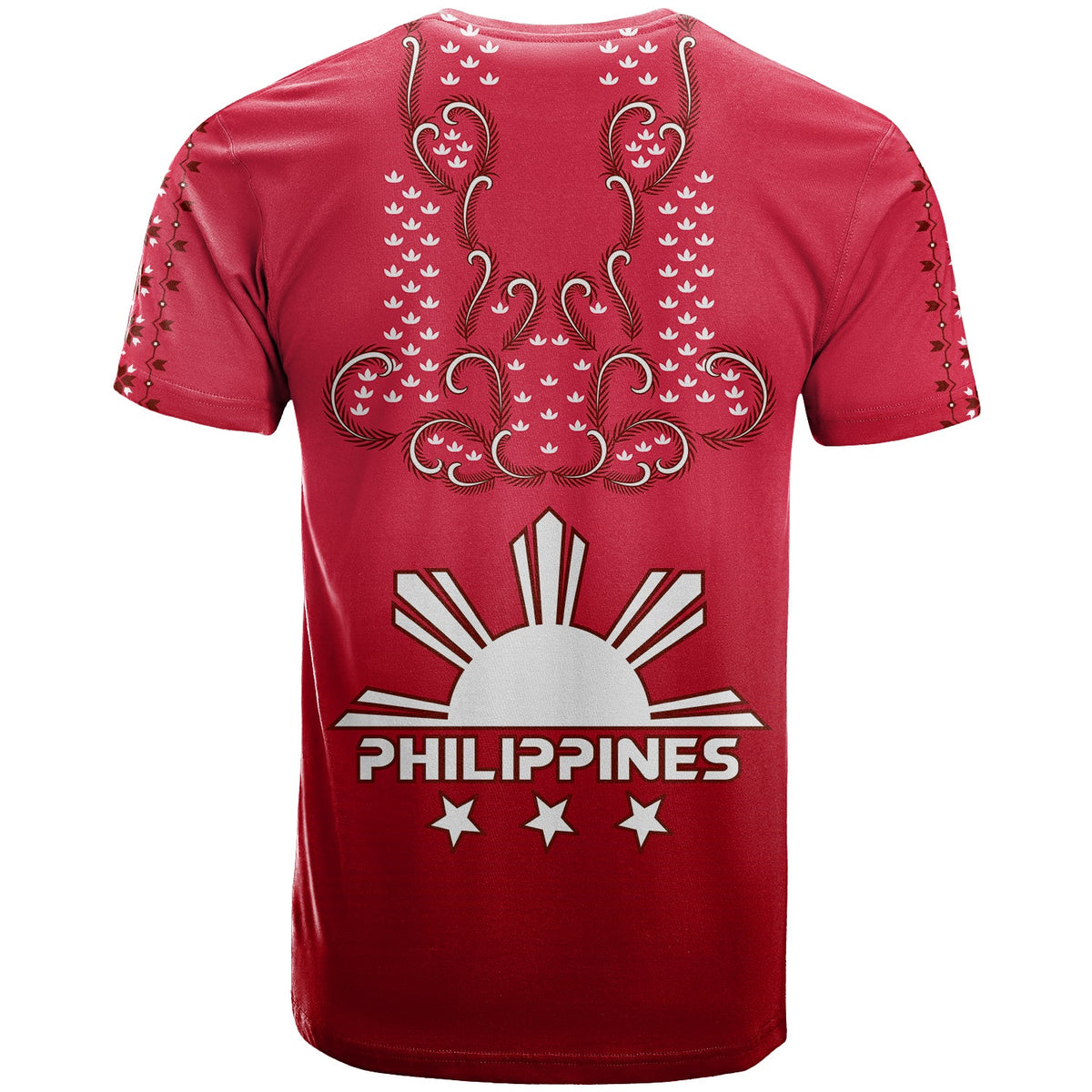 Philippines T Shirt Sun Filipino Red Barong LT13 - Polynesian Pride