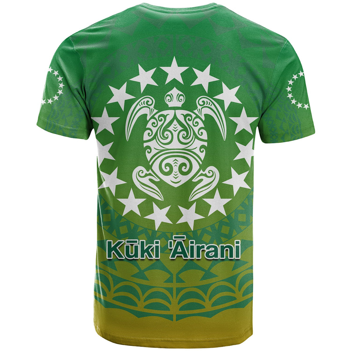 Cook Islands T Shirt Circle Pattern Mix Sea Turtle Green Version LT14 - Polynesian Pride