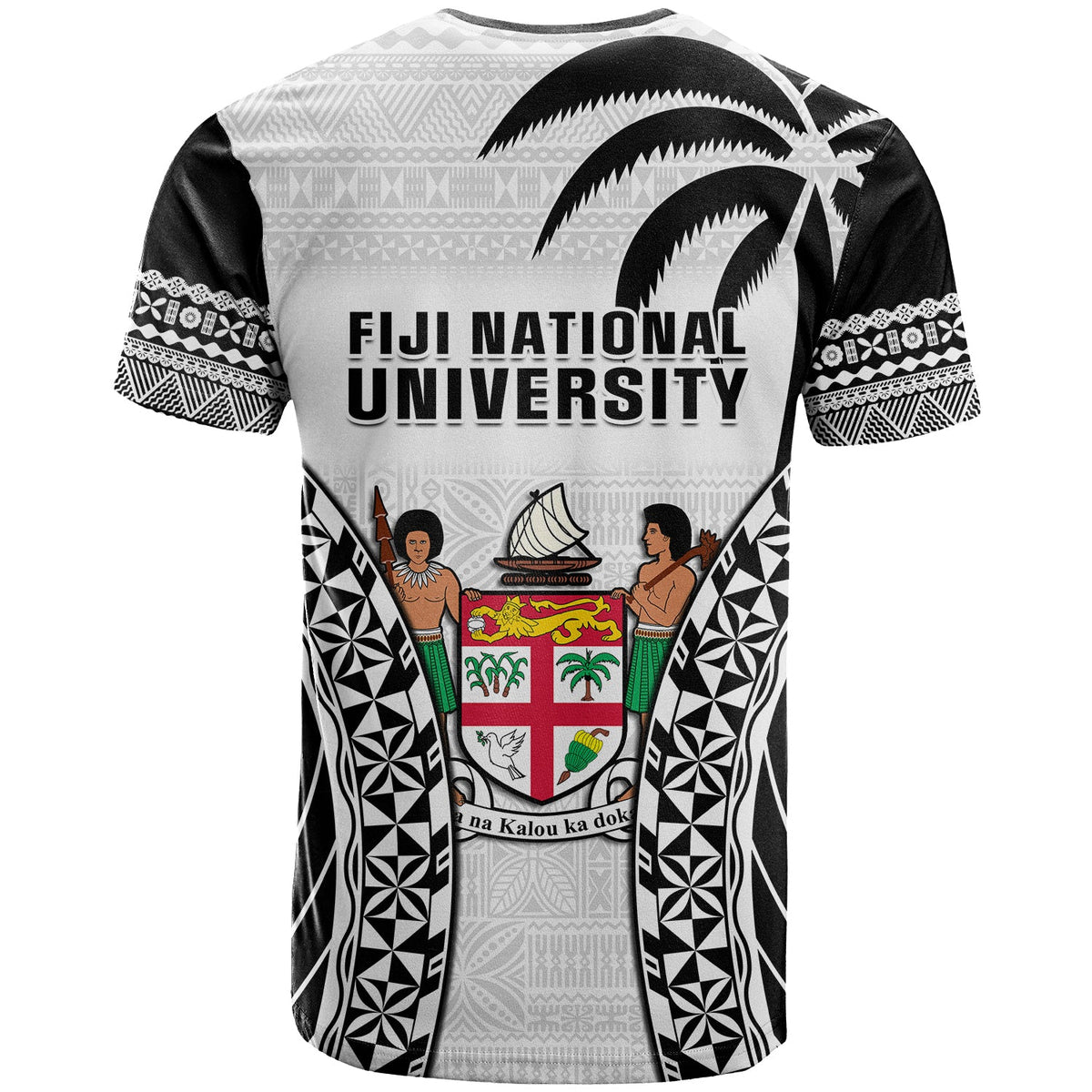 Fiji University T Shirt National Fijian Tapa Pattern White LT14 - Polynesian Pride