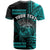 Custom Hawaii T Shirt Kakau Warrior Helmet Gradient Turquoise Polynesian LT14 - Polynesian Pride