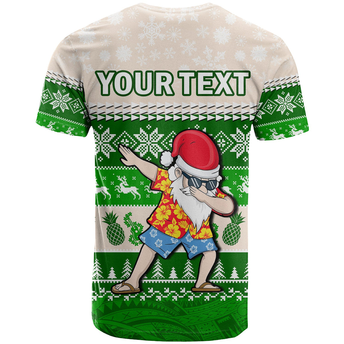 Custom Hawaii Mele Kalikimaka T Shirt Dabbing Santa Green Merry Christmas LT14 - Polynesian Pride