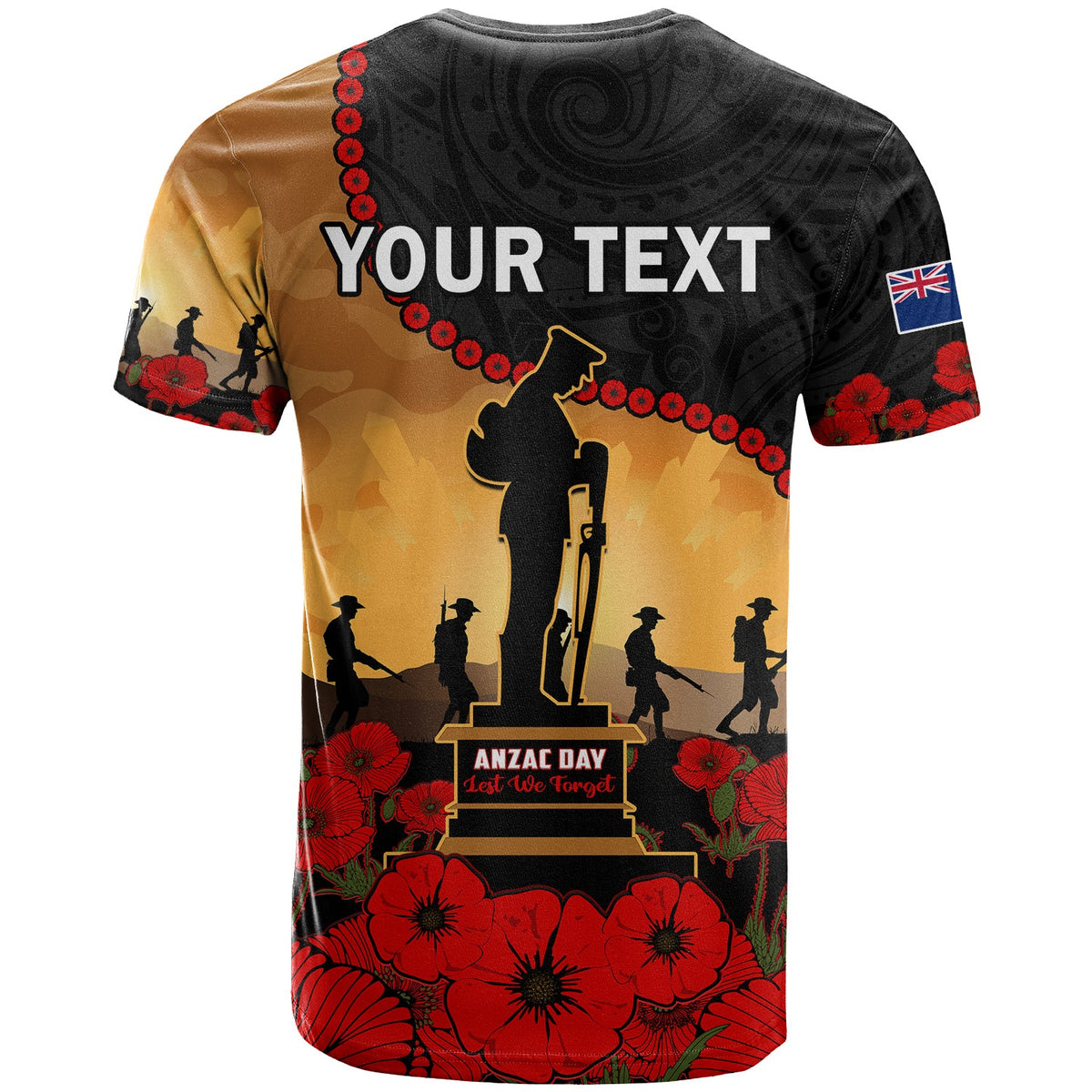 Custom New Zealand Anzac T Shirt Maori Camouflage Mix Poppies We Will Remember Them LT14 - Polynesian Pride