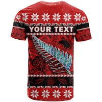 Custom New Zealand Christmas T Shirt Paua Shell Silver Fern Meri Kirihimete LT14 - Polynesian Pride