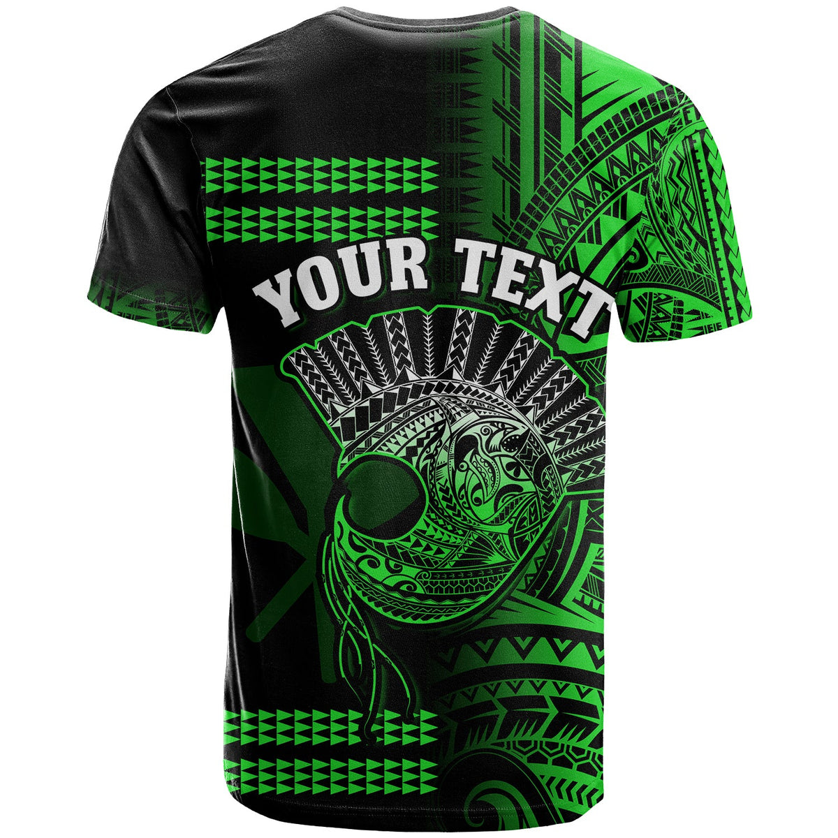 Custom Hawaii T Shirt Kakau Warrior Helmet Gradient Green Polynesian LT14 - Polynesian Pride