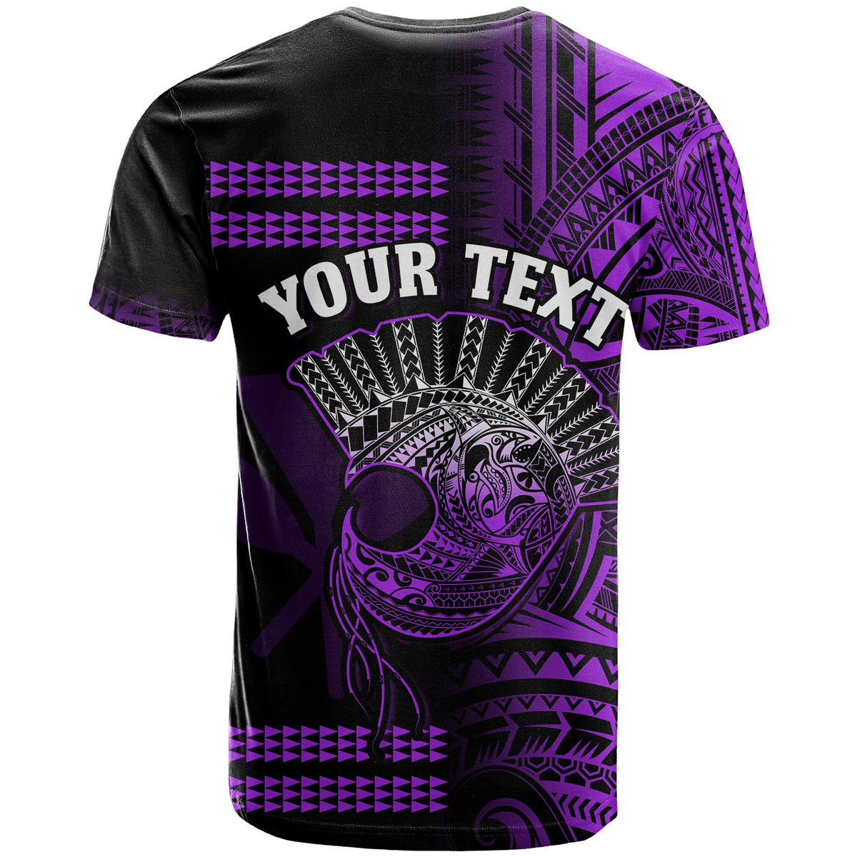 Custom Hawaii T Shirt Kakau Warrior Helmet Gradient Purple Polynesian LT14 - Polynesian Pride