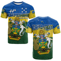 Custom Solomon Islands T Shirt Happy 44th Independence Anniversary Polynesian Pattern LT14 Adult Blue - Polynesian Pride