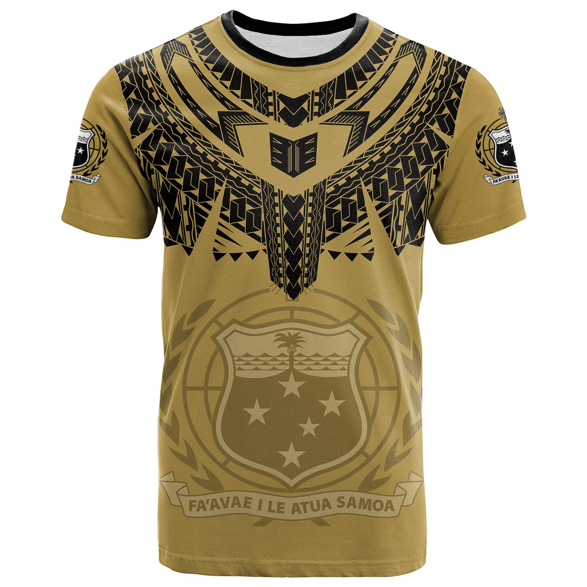 Samoa Independence Day Tribal Tattoo Coat Of Arms T Shirt No.2 LT6 Gold - Polynesian Pride
