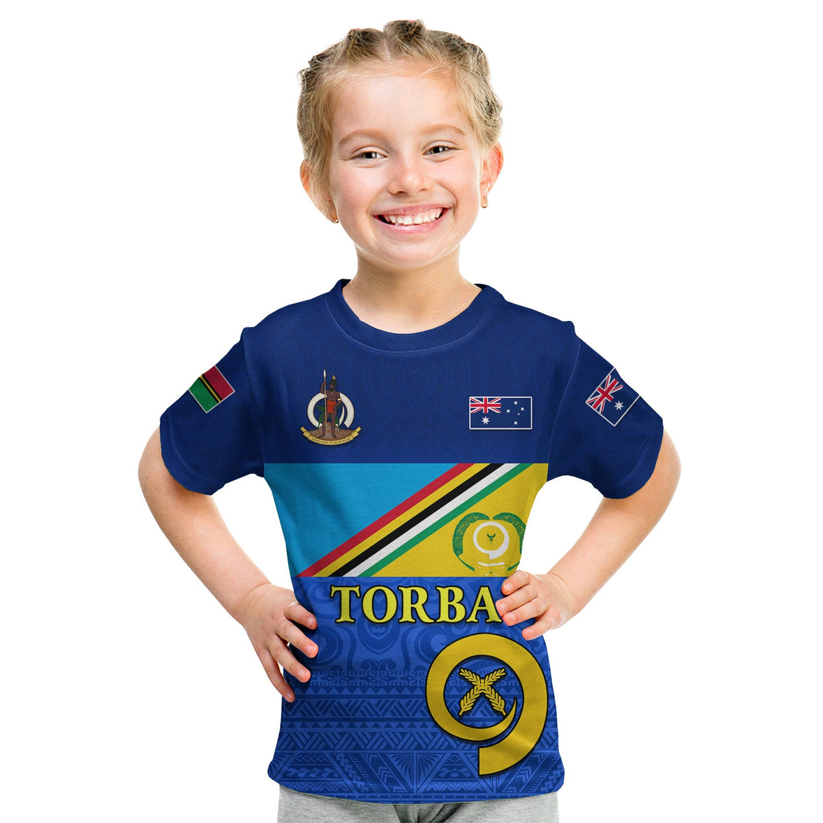 (Custom Personalised) Torba Vanuatu Province T Shirt KID Mix Australia Flag LT13 Youth XL Size14 - Polynesian Pride