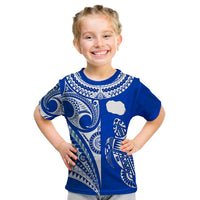 (Custom Text and Number) Rarotonga Cook Islands T Shirt Turtle and Map Style Blue LT13 - Polynesian Pride