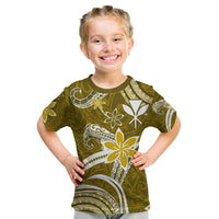 (Custom Personalised) Hawaii Flowers Wave T Shirt KID Kanaka Maoli Gold Polynesian LT13 Youth XL Size14 - Polynesian Pride