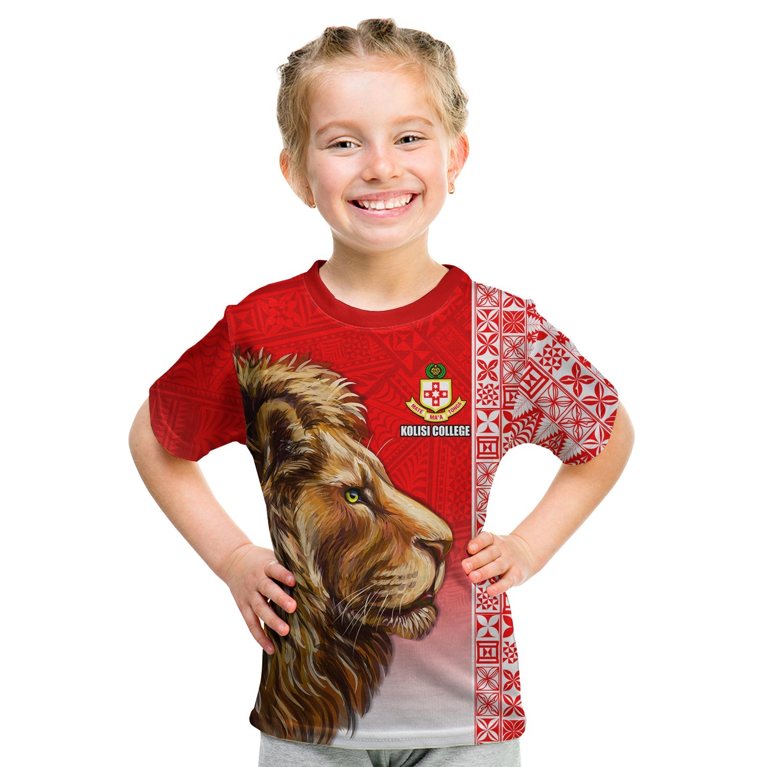 (Custom Text and Number) Kolisi Tonga College Atele T Shirt KID Home of the Lions LT13 - Polynesian Pride