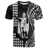Hawaii Day Kakau T Shirt Proud To Be Hawaiian Black King Kamehameha and Kanaka Maoli LT13 Black - Polynesian Pride