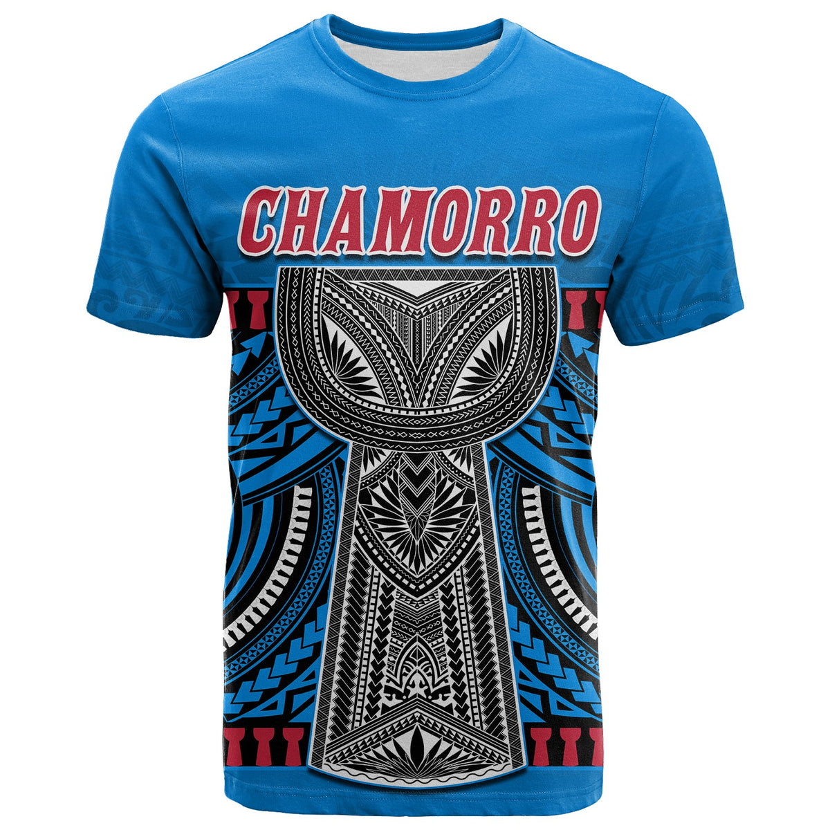 Custom Guam Chamorro T Shirt Latte Stone Blue Polynesian Haligi LT13 - Polynesian Pride