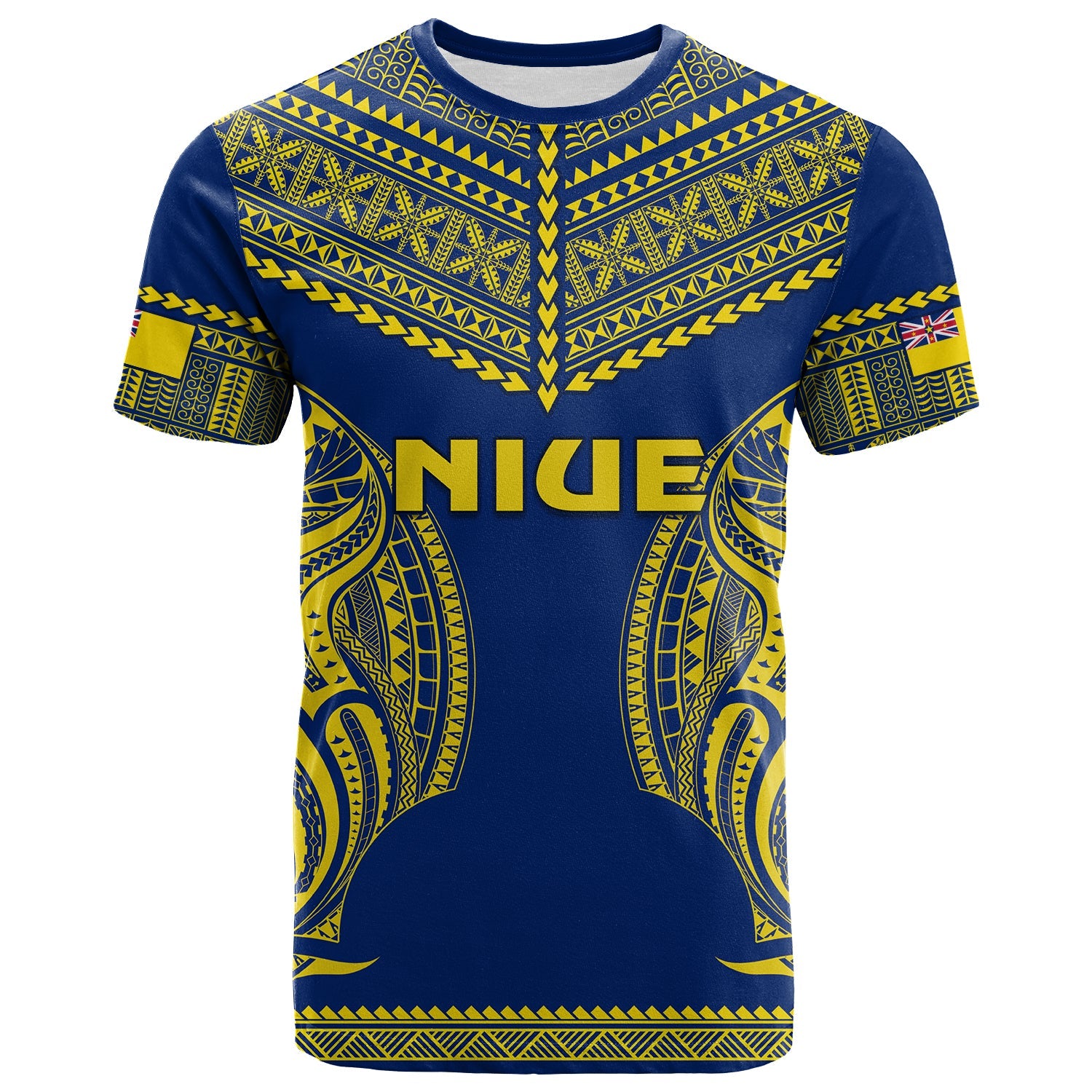 Niue T Shirt Hiapo Mix Polynesian Happy Constitution Day LT14 Blue - Polynesian Pride