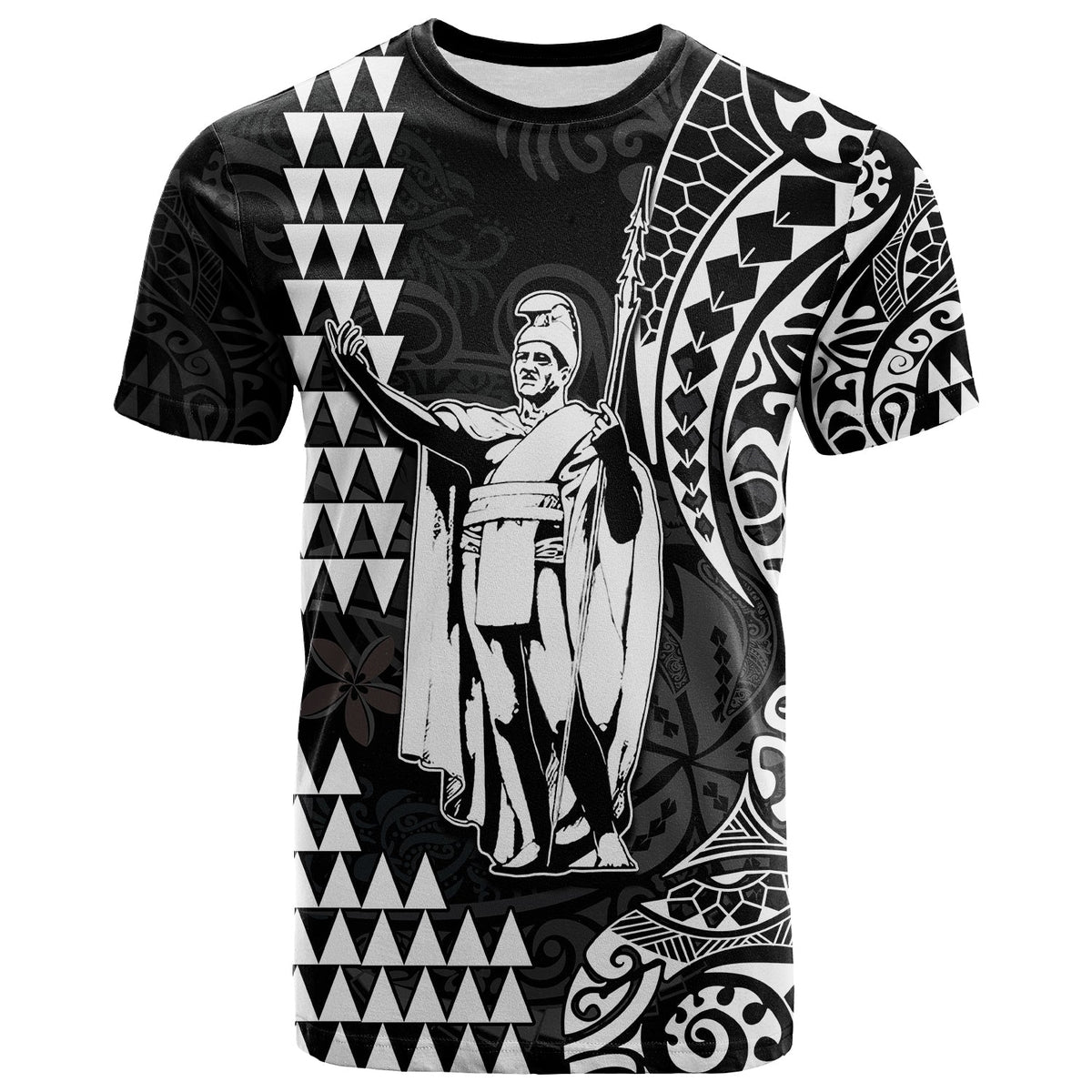 (Custom Text and Number) Hawaii Day Kakau T Shirt Proud To Be Hawaiian Black King Kamehameha and Kanaka Maoli LT13 - Polynesian Pride