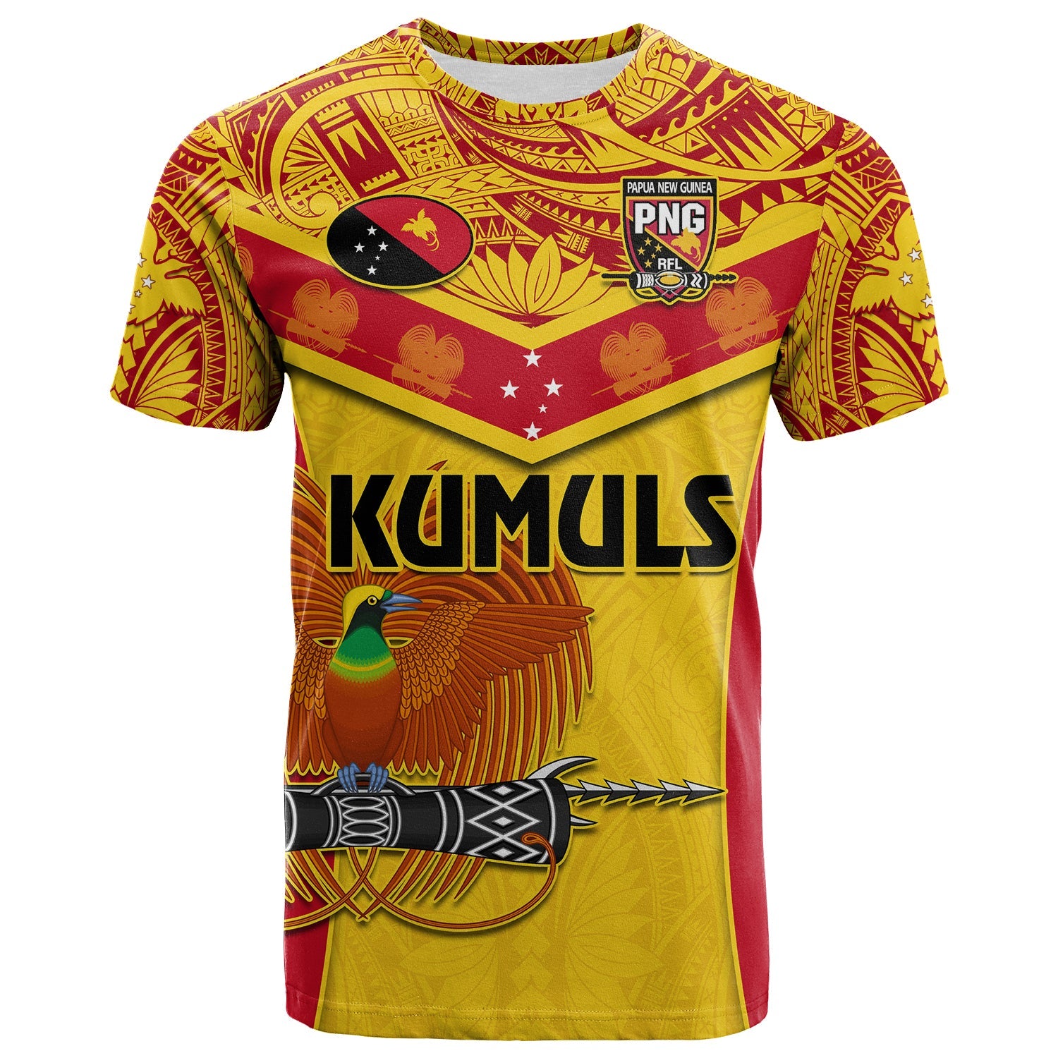 Papua New Guinea Rugby T Shirt PNG Kumuls Bird Of Paradise Yellow LT14 Adult Yellow - Polynesian Pride