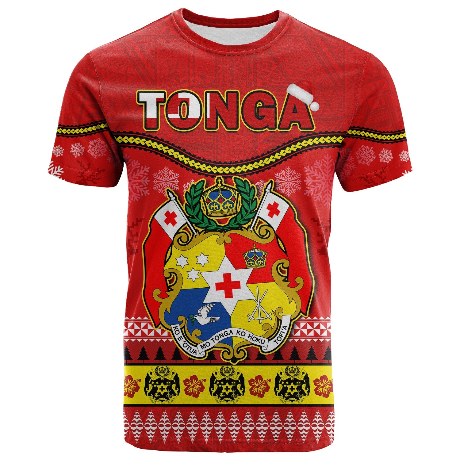Tonga Christmas T Shirt Tongan Ngatu Kilisimasi Fiefia LT14 Red - Polynesian Pride