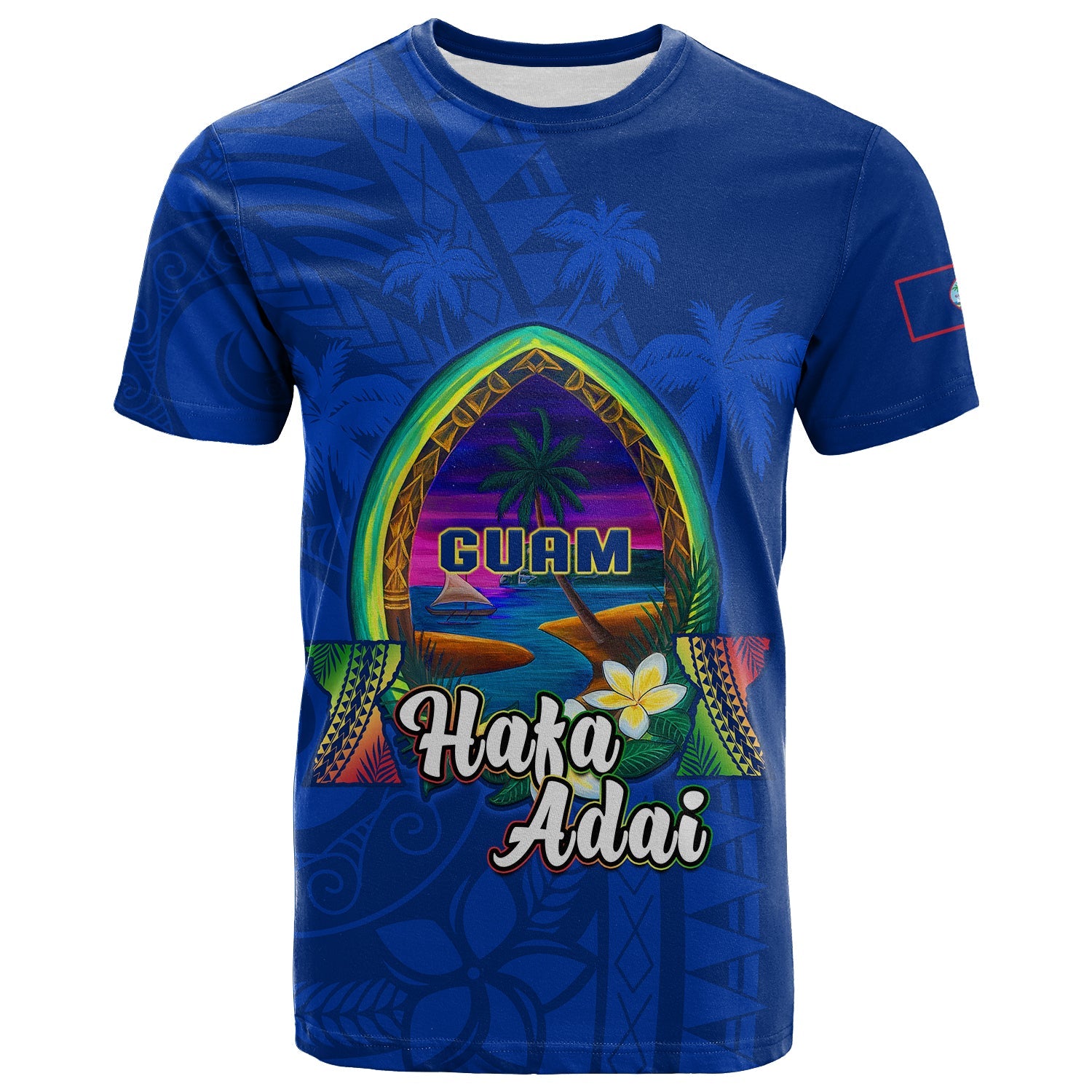 Custom Guam T Shirt Hafa Adai Latte Stone Proud Chamorro LT14 Adult Blue - Polynesian Pride