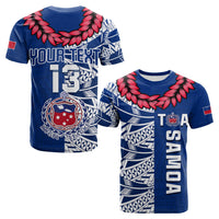 (Custom Text and Number) Toa Samoa Rugby T Shirt Siamupini Ula Fala Blue LT13 Blue - Polynesian Pride