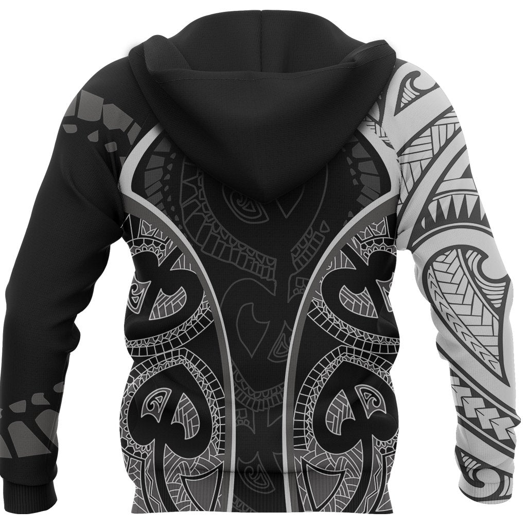 Maori Ta Moko Tattoo Zip Hoodie, Rugby Full Zip Hoodie - Polynesian Pride