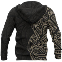 New Zealand Maori Hoodie, Ta Moko Tattoo Pullover Hoodie Tan - Polynesian Pride
