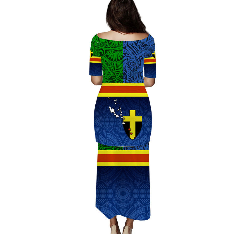 (Custom Personalised) Vanuatu Tafea Province Day Puletasi Dress Tafea Flag Color Style LT9 - Polynesian Pride