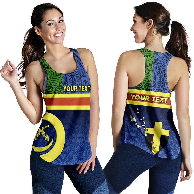 (Custom Personalised) Vanuatu Tafea Province Day Women Racerback Tank Tafea Flag Color Style LT9 Blue - Polynesian Pride