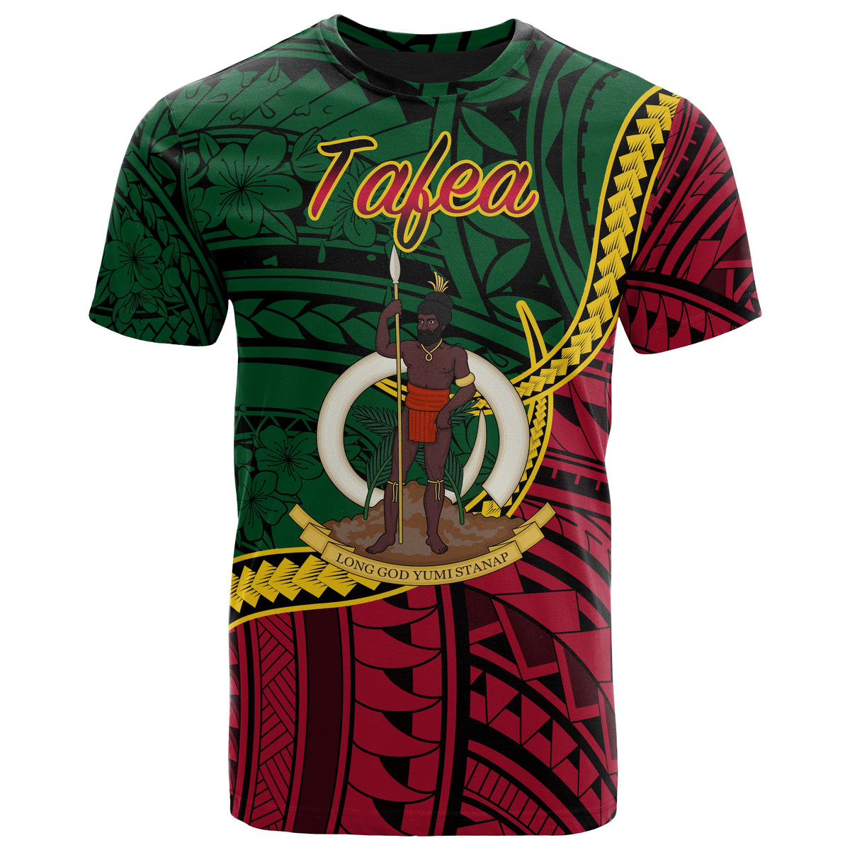 Vanuatu T Shirt Tafea Seal of Vanuatu Polynesian Patterns Unisex Green - Polynesian Pride