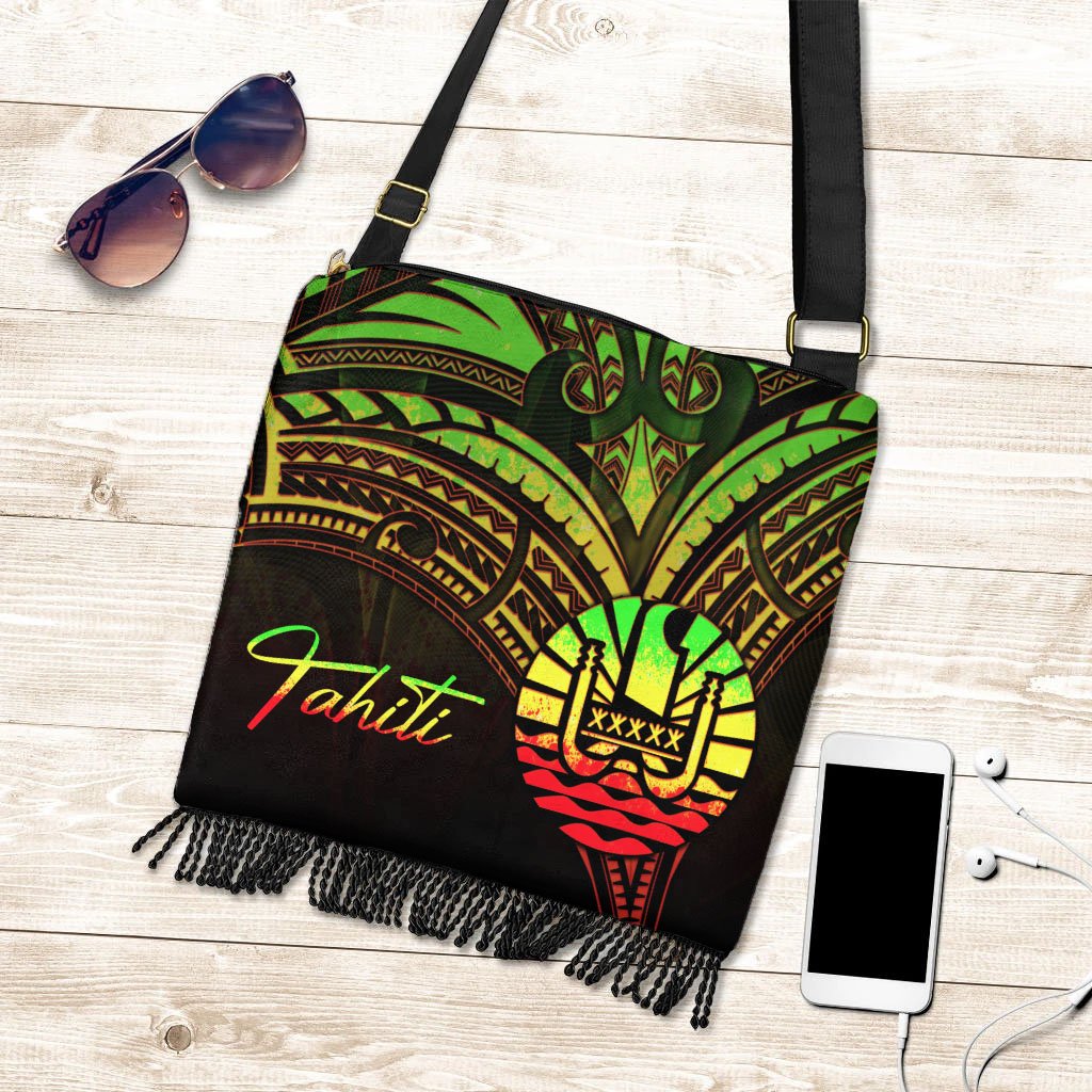 Tahiti Boho Handbag - Reggae Color Cross Style One Size Boho Handbag Black - Polynesian Pride