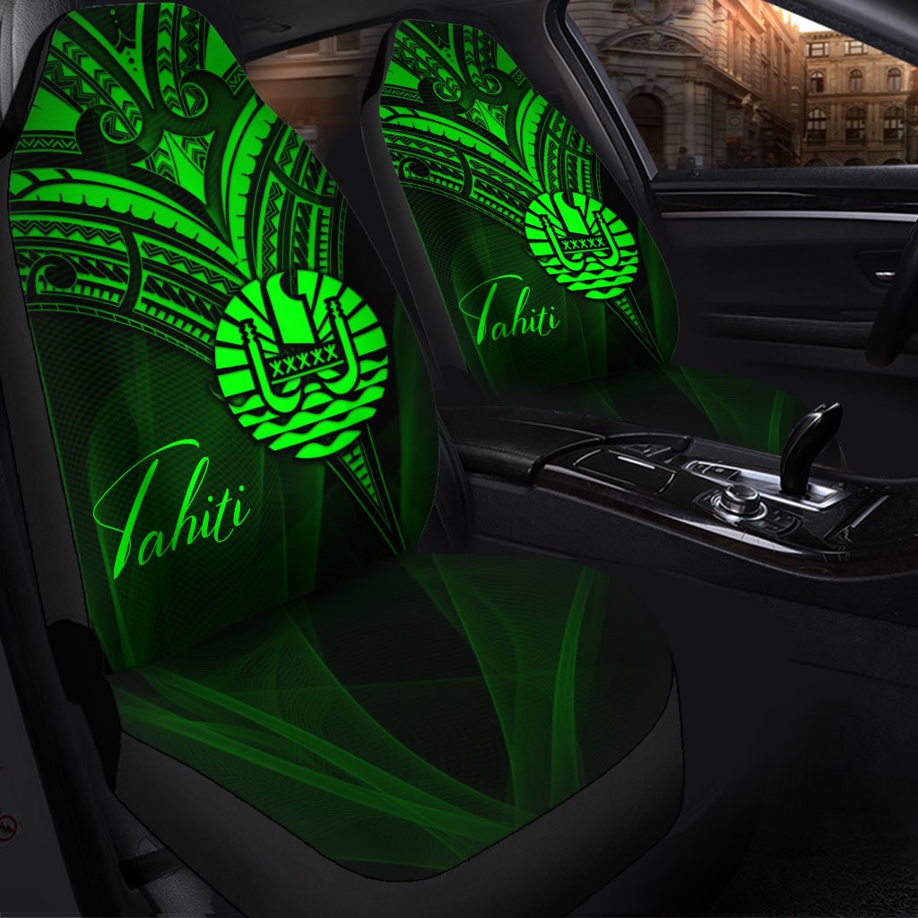 Tahiti Car Seat Cover - Green Color Cross Style Universal Fit Black - Polynesian Pride