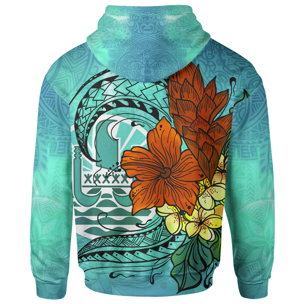 Tahiti Zip Hoodie Tropical Flowers Style - Polynesian Pride