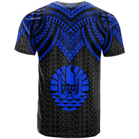 Tahiti Custom T Shirt Polynesian Armor Style Blue - Polynesian Pride