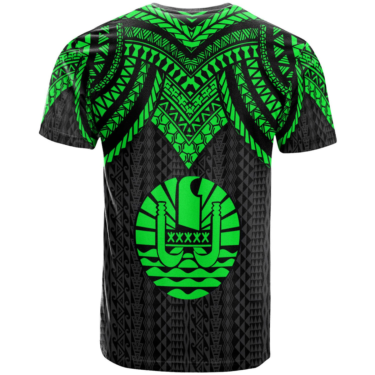 Tahiti T Shirt Polynesian Armor Style Green - Polynesian Pride