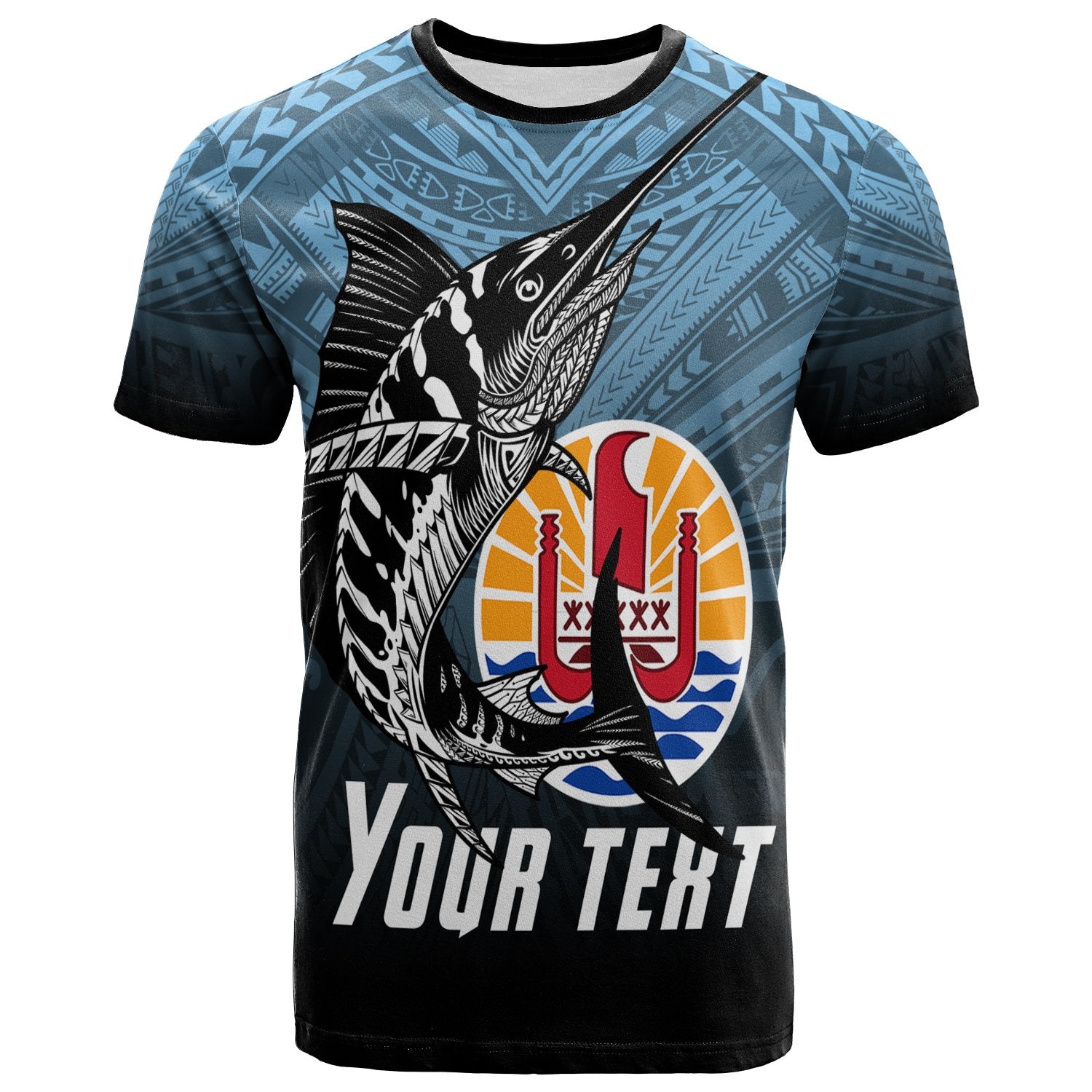 Tahiti Custom T Shirt Polynesian Marlin Fish Unisex Blue - Polynesian Pride