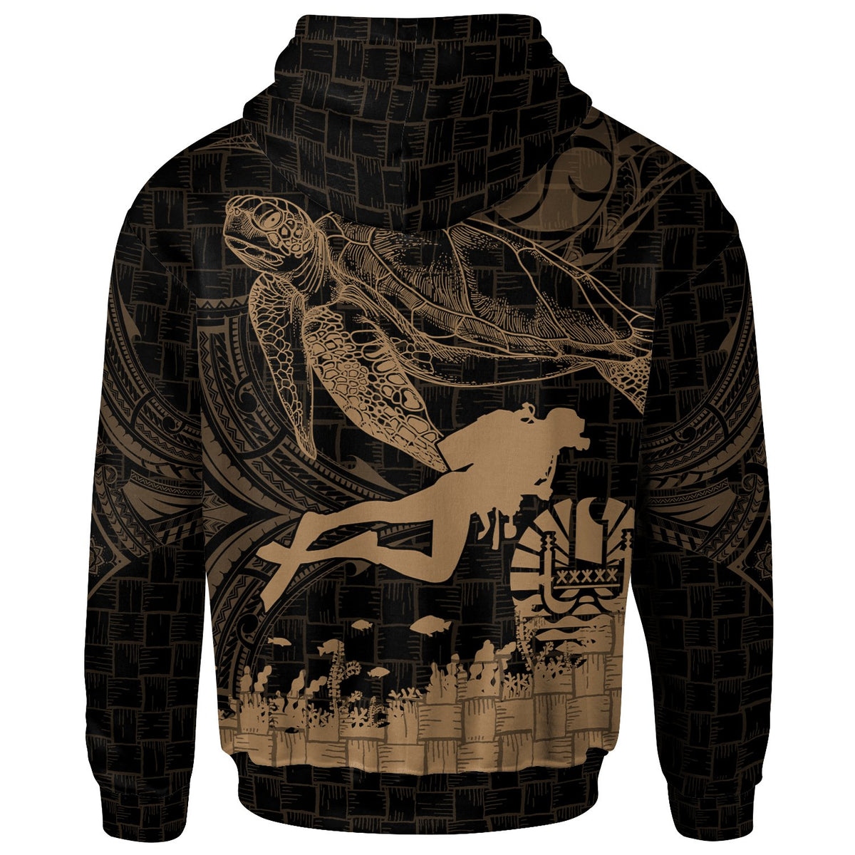 Tahiti Custom Personalized Zip up Hoodie Scuba Diving With Turtle - Polynesian Pride