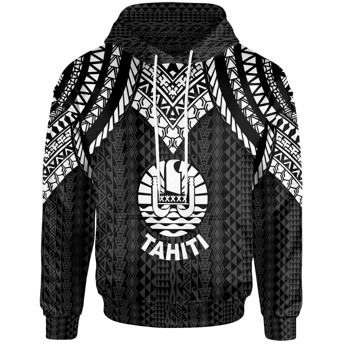 Tahiti Hoodie Polynesian Armor Style Black Unisex Black - Polynesian Pride
