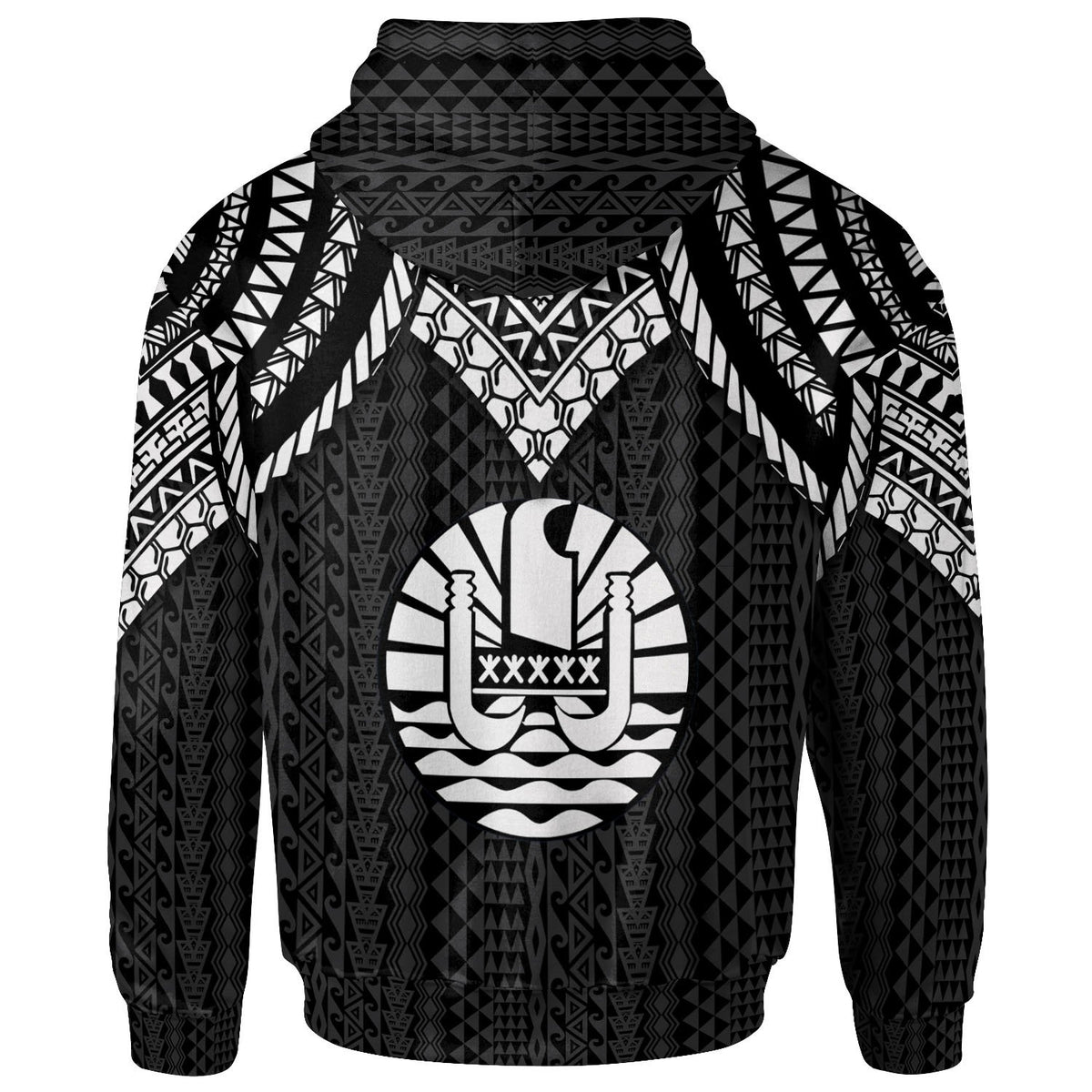 Tahiti Hoodie Polynesian Armor Style Black - Polynesian Pride