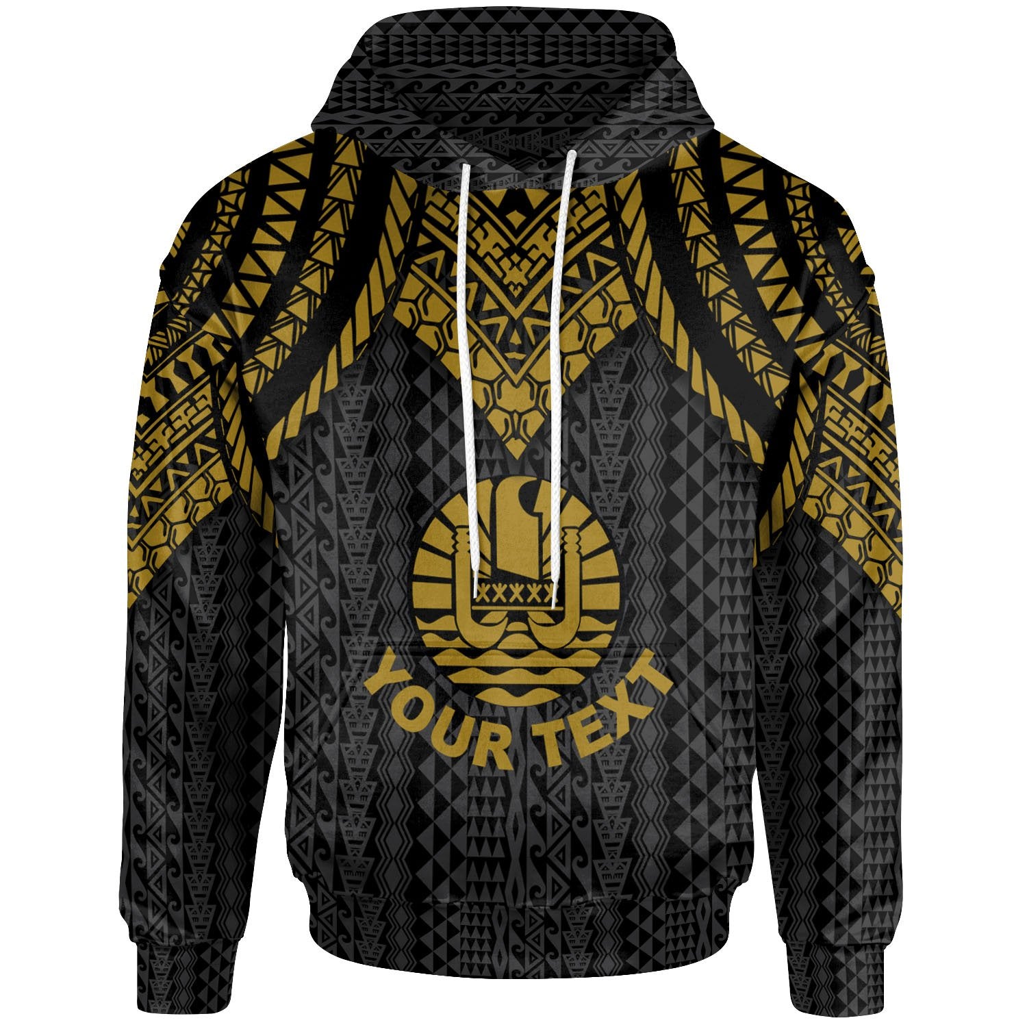 Tahiti Custom Hoodie Polynesian Armor Style Gold Unisex Gold - Polynesian Pride