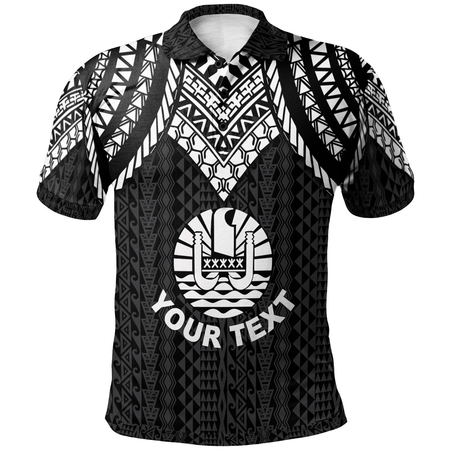 Tahiti Custom Polo Shirt Polynesian Armor Style Black Unisex Black - Polynesian Pride