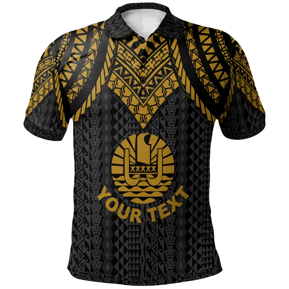 Tahiti Custom Polo Shirt Polynesian Armor Style Gold Unisex Gold - Polynesian Pride