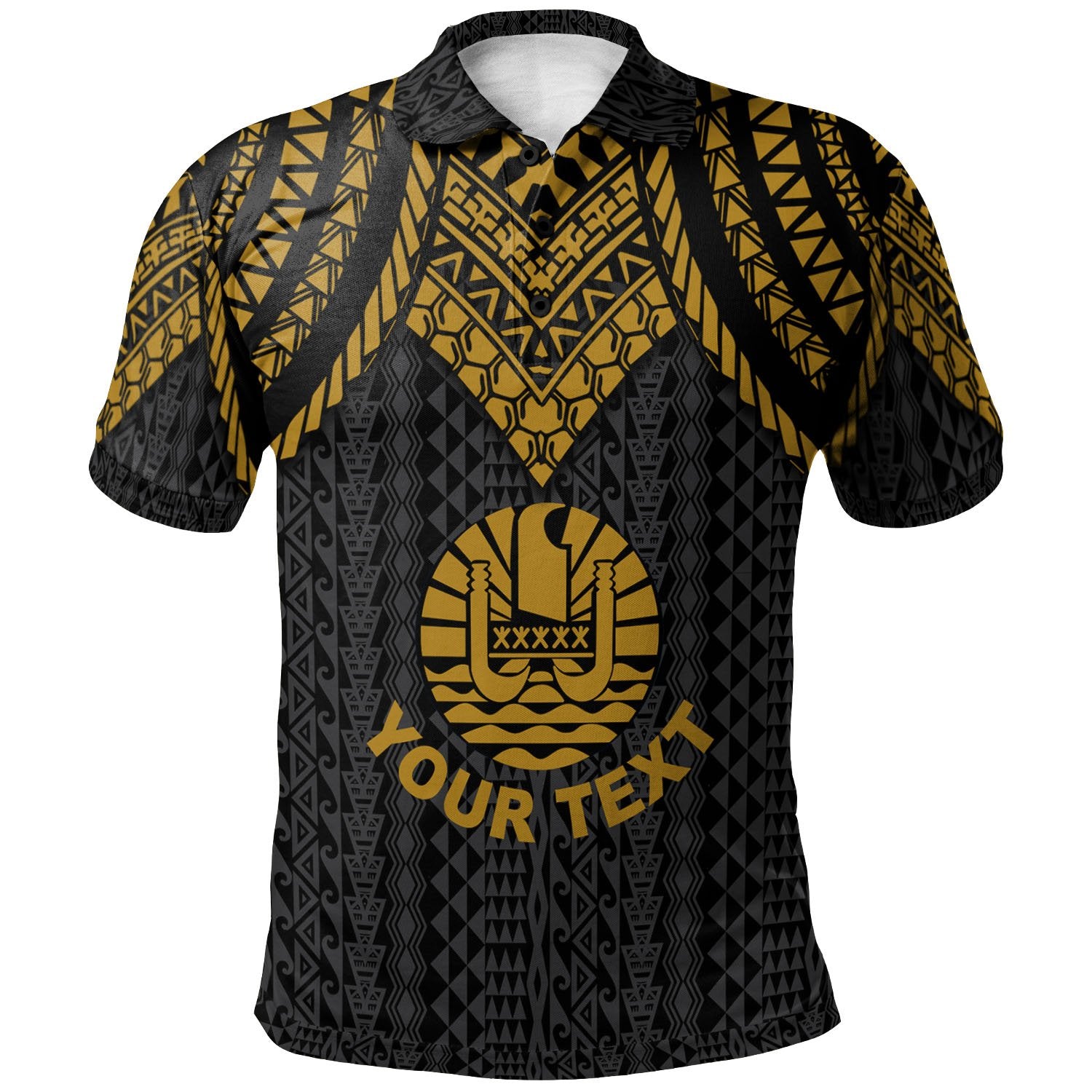 Tahiti Custom Polo Shirt Polynesian Armor Style Gold Unisex Gold - Polynesian Pride
