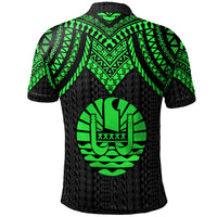 Tahiti Custom Polo Shirt Polynesian Armor Style Green - Polynesian Pride