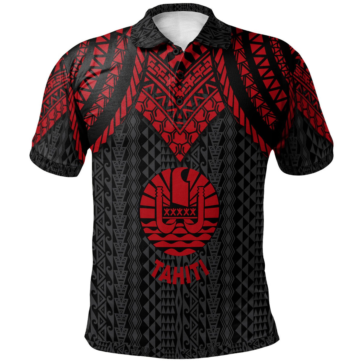 Tahiti Polo Shirt Polynesian Armor Style Red Unisex Red - Polynesian Pride